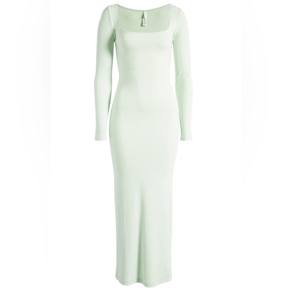 Skims Soft Lounge Long Sleeve Dress in Honeydew - Picture 2 of 3